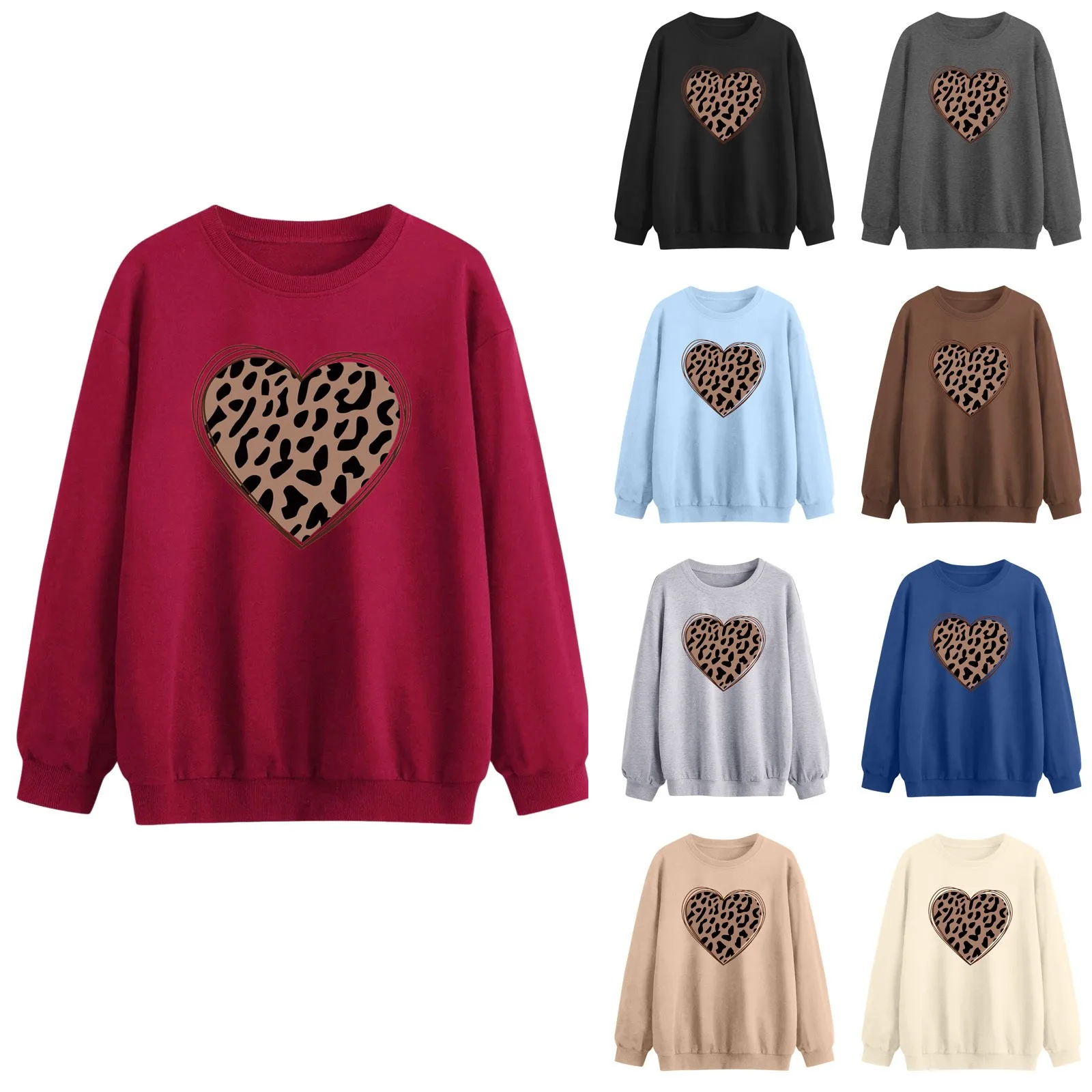 Fashion Women'S Warm Sweatshirt Casual Long Sleeve O Neck Soft Love Heart Printed Shirt Ladies Winter Sweatshirts Tops Casual