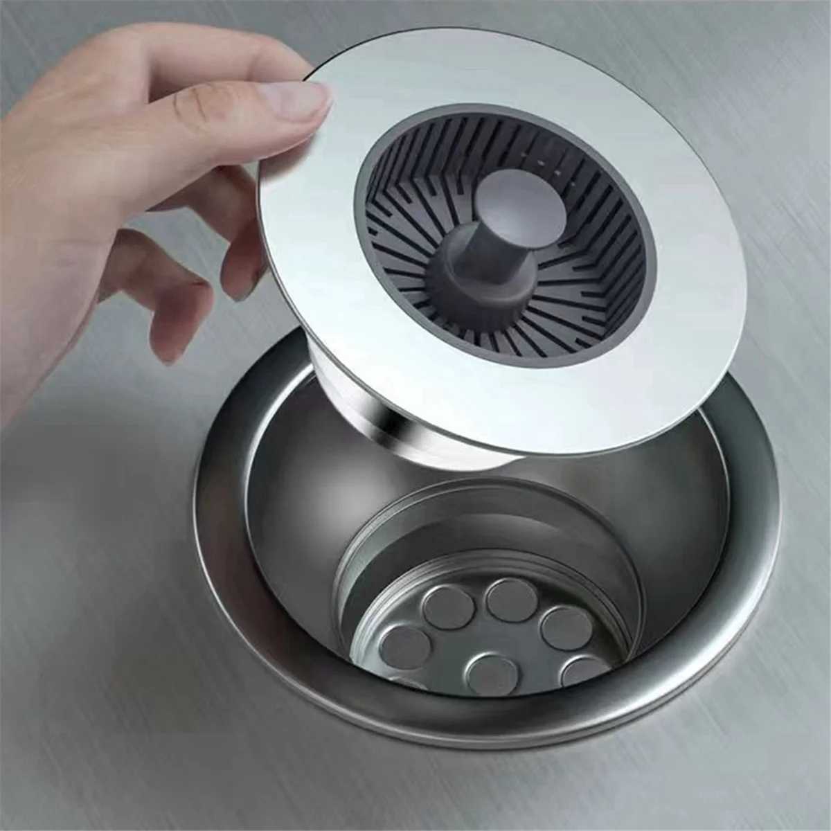 

N37R_Kitchen Filter Sink 3-In-1 Pop-Up Plated Sink Strainer