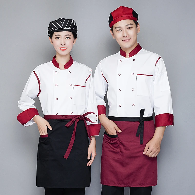 Chef Uniform Men Cook เสื้อผ้า Unisex ห้องครัวร้านอาหารเสื้อสั้น/แขนยาว Pastry แจ็คเก็ตทำงานด้านบนพิมพ์ออกแบบโลโก้