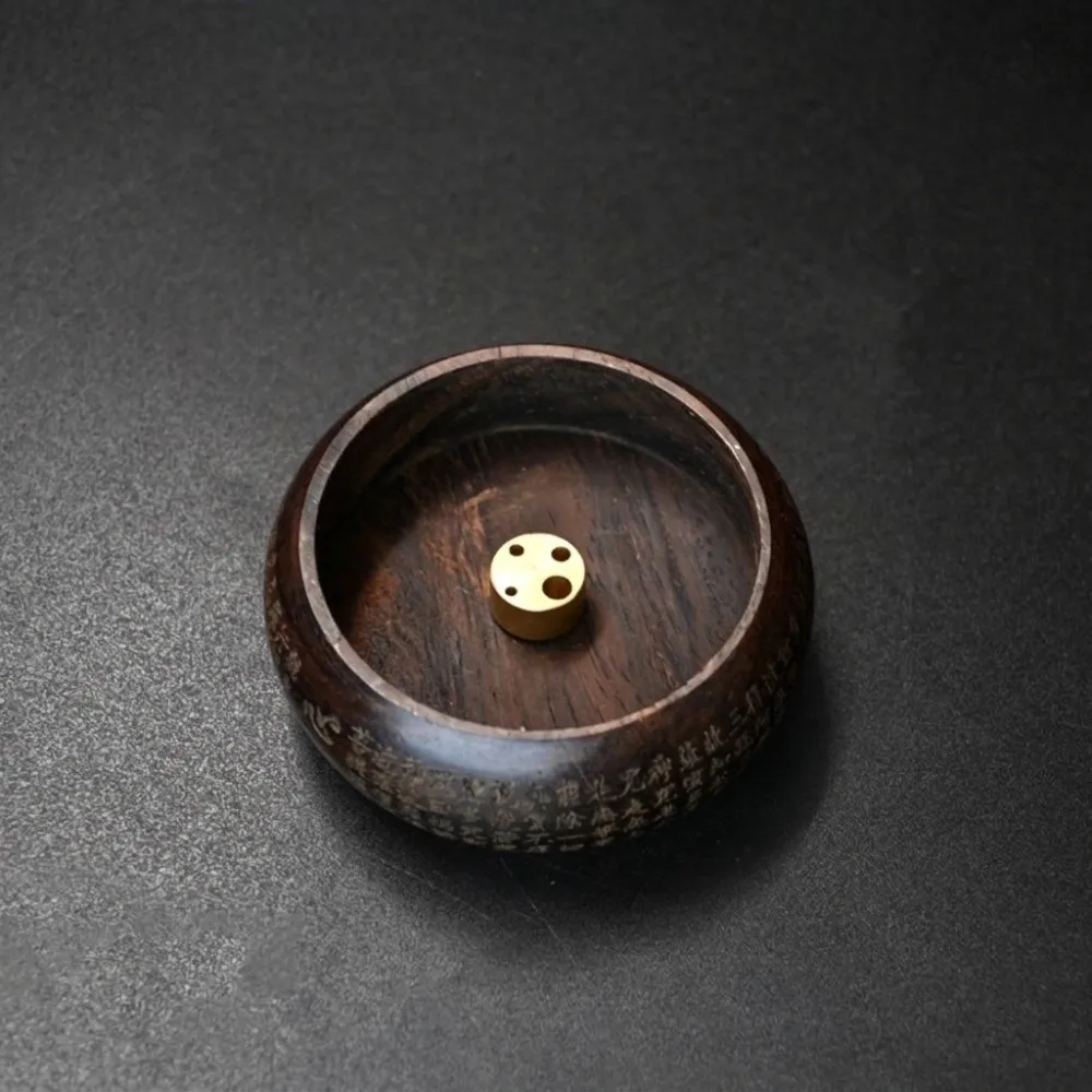 Mini Wooden Incense Holder Solid Wood Bowl Shape Incense Stick Holder Multi-function Perforated Ash Catcher Bowl Tray Yoga