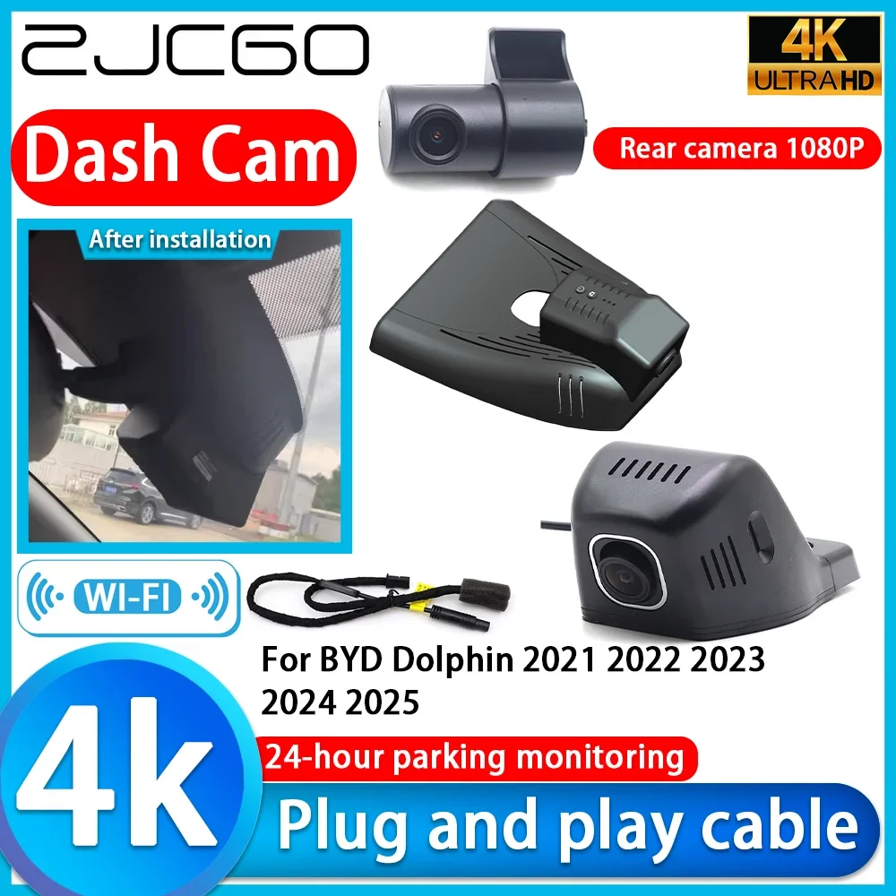 ZJCGO Video Recorder 4K UHD Plug and Play Car DVR Dash Cam for BYD Dolphin 2021 2022 2023 2024 2025