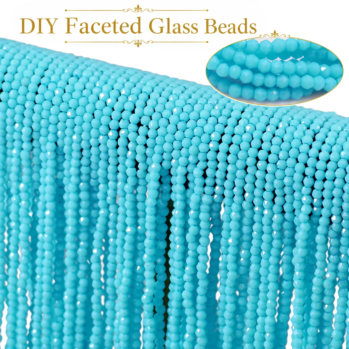 Glass Seed Beads 2Mm Jewelry Making - 2mm 180-540Pcs Light Blue Crystal Glass