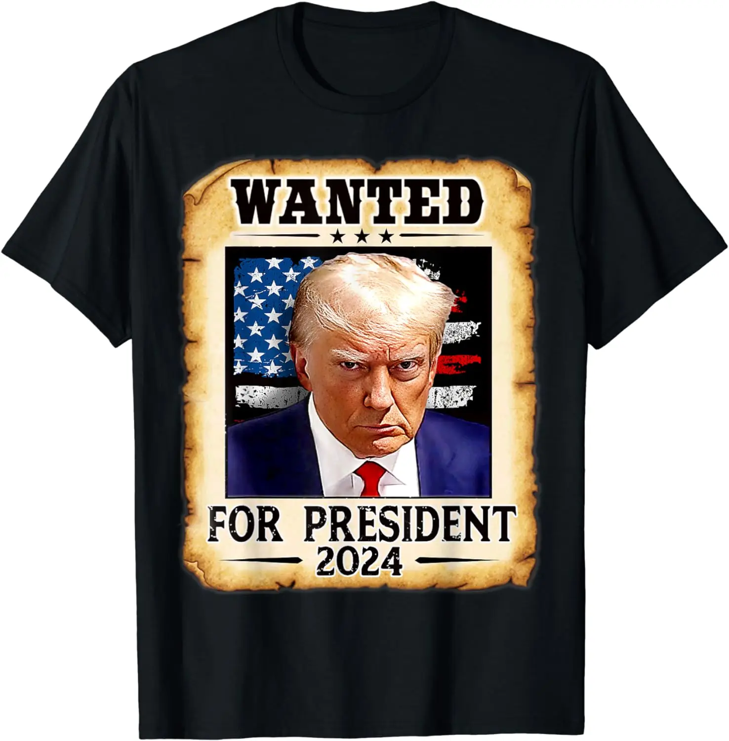 Donald Trump Mug Shot Wanted for U.S. President 2024 T-Shirt  Men Clothing  Vintage T Shirt  Camisas Streetwear