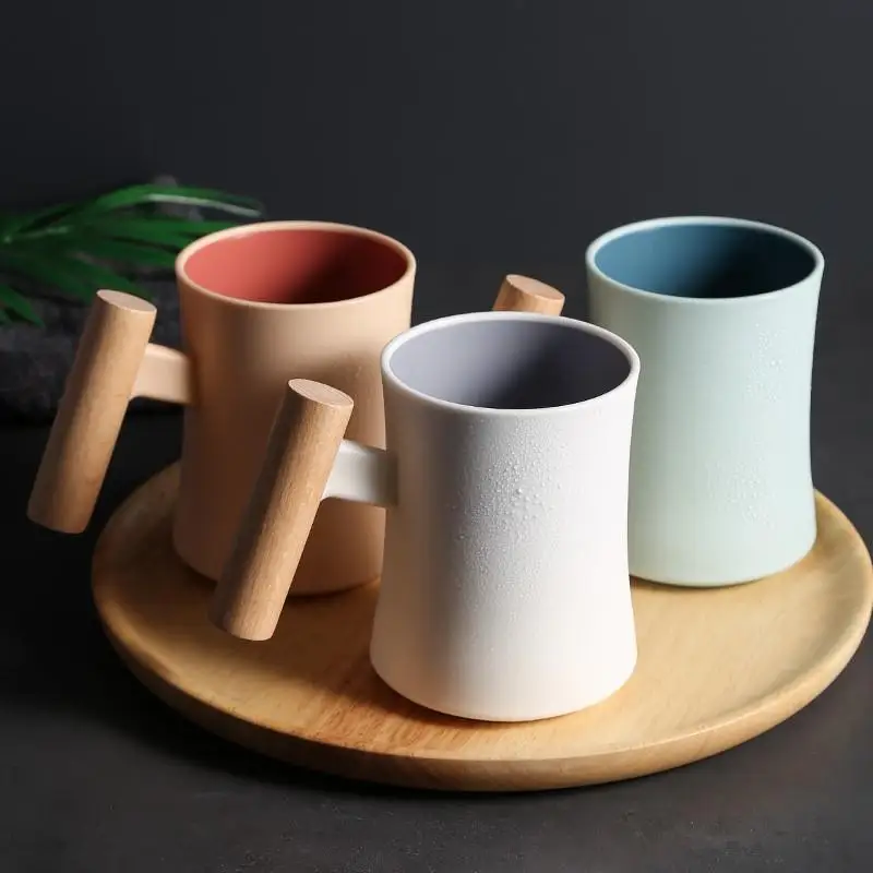 1Pc Gelas Kumur Gagang Kayu Advanced Sense, Gelas untuk Menyikat dan Mencuci Gigi, Gelas Sikat Gigi Pasangan Sederhana dan Kreatif untuk Asrama/Rumah Tangga