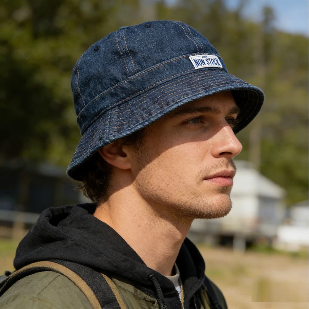 

Japanese Kapital Vintage Sunshade Men's Washed Cowboy Fisherman's Hat Dome Outdoor Basin Caps