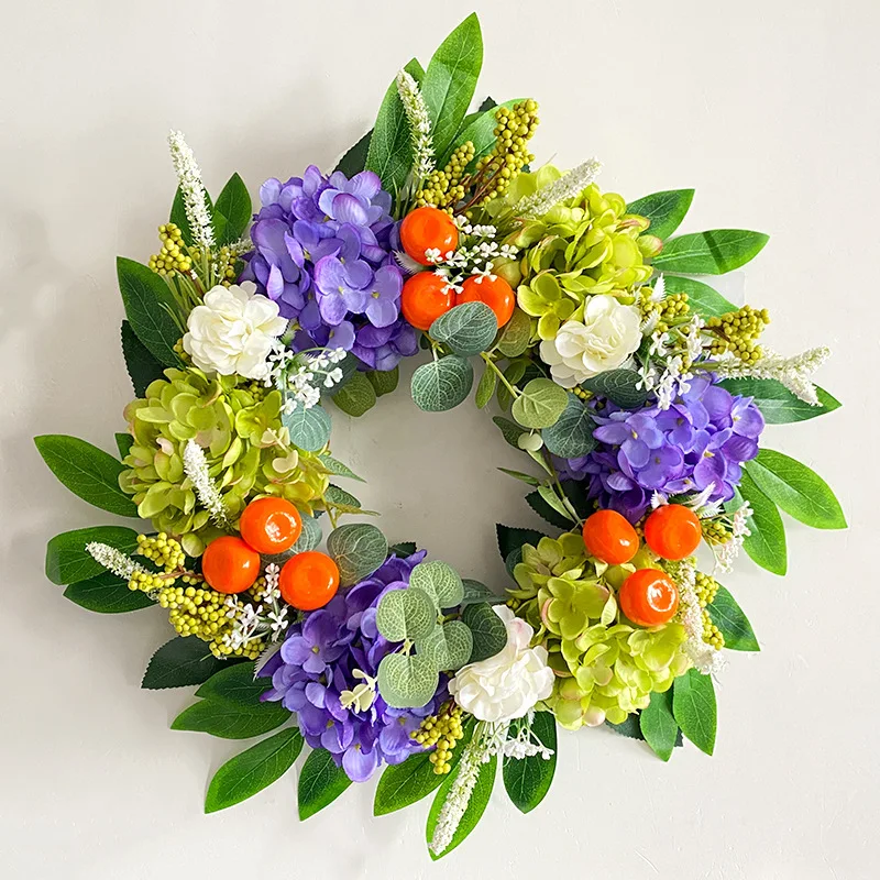 Simulation Fruit Hydrangea Orange Simulation Wreath Home Simulation Plants Living Room Door Decorations Hanging Decorations