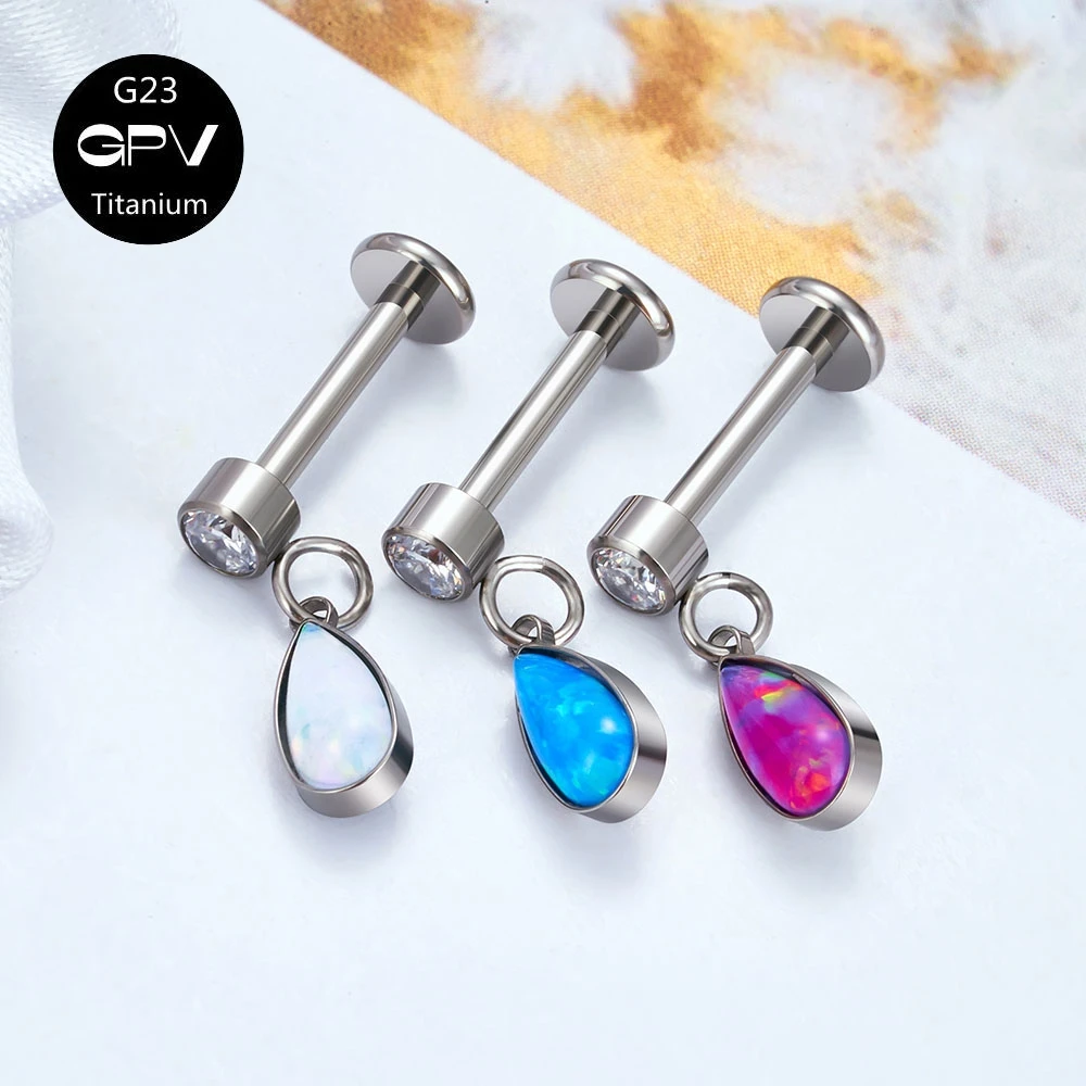 Wholesale G23 F136 Opal Droplet Pendant Earbone Studs Fashion Classic Perforated Jewelry Women\'s Earrings