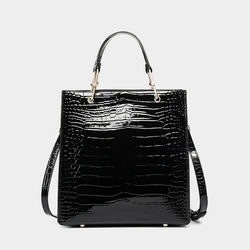 Hifashion Cowhide Genuine Leather Crocodile Pattern Tote Handbags For Women 2024 Trend Designer Ladies Shoulder Crossbody Bags