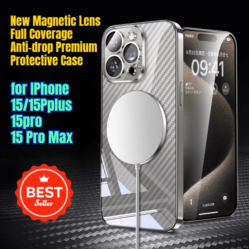 

New Magnetic Lens Full Coverage Anti-drop Premium Protective Case for IPhone 15/15Pplus/15pro/15 Pro Max