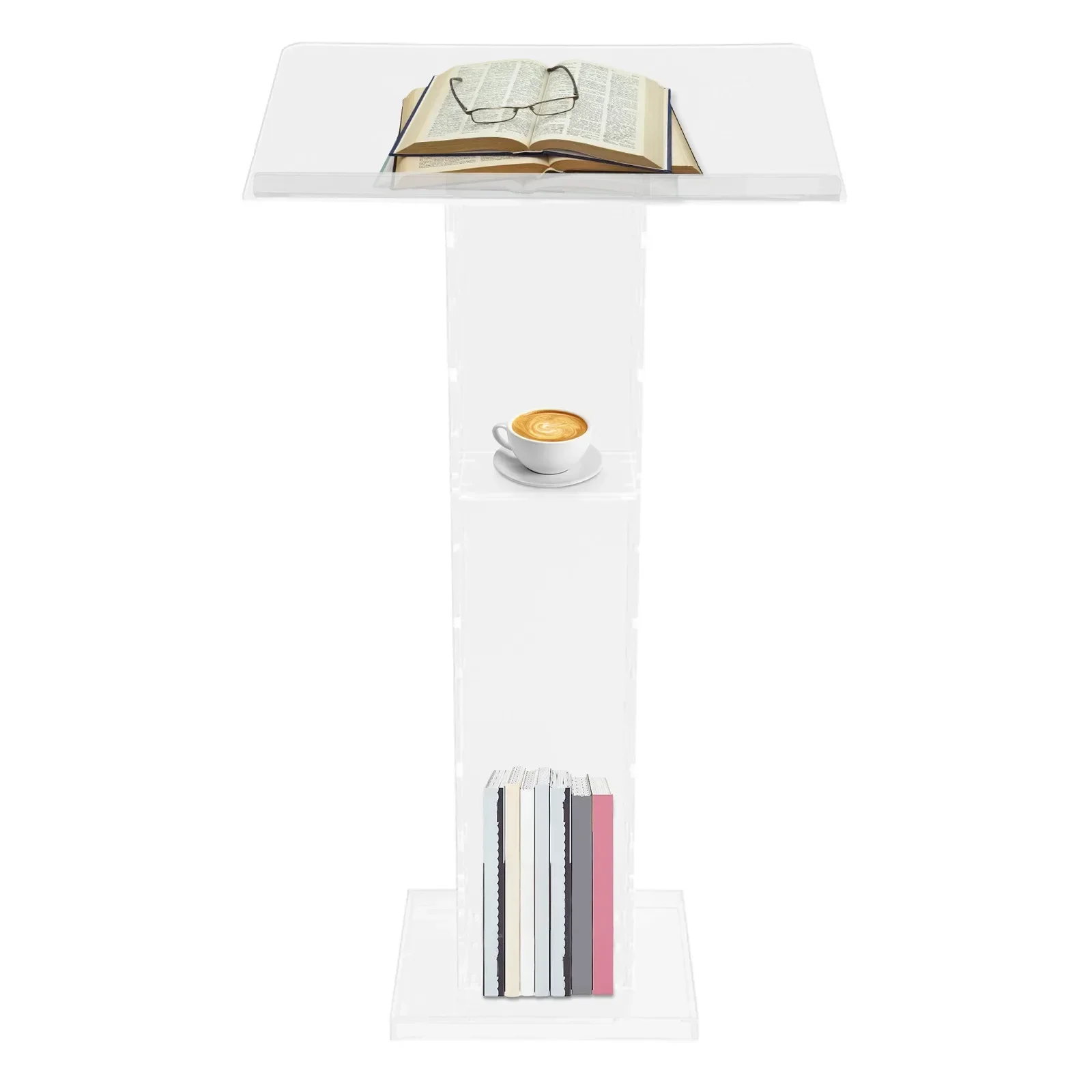 Acrylic Podium Arena 60 X 40 X 110 Cm Transparent Moving Track for School Church News, Universities, Press Conferences