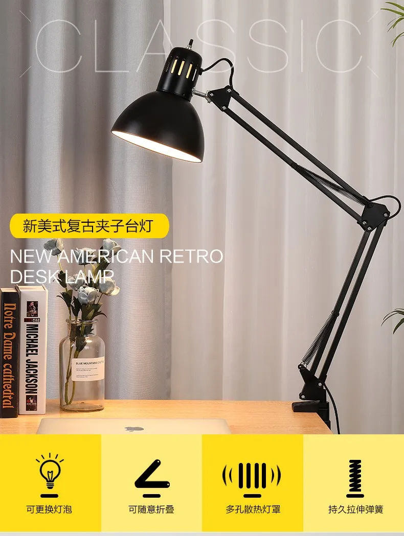 Led Nail Beauty Eyelash Beauty Desk Lamp Shooting Long Arm Eye Protection Clip Desktop Study Work Painting Tattoo Repair