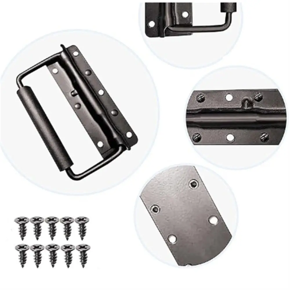 Folding Recessed Pull Handle For Industrial Tool Box Flight Case 124mm Spring Loaded Metal Carry Grip Hardware