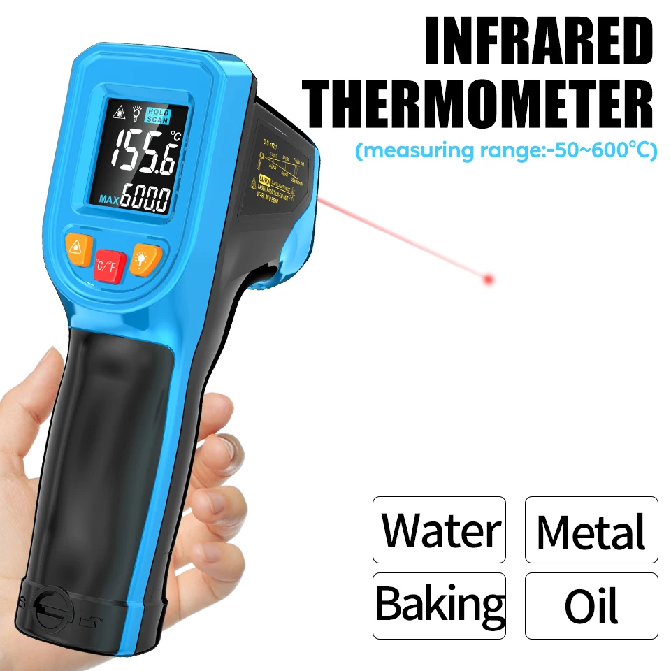 Aicevoos Digital Infrared Thermometer Non-Contact Handheld Laser Temperature Meter Gun Pyrometer Temperature Tester Instruments