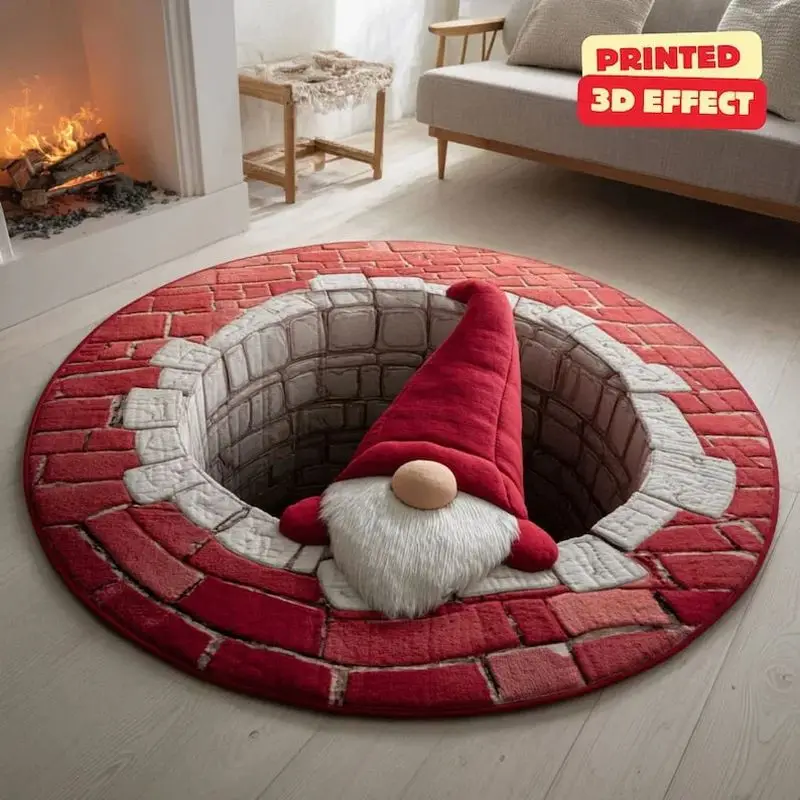 VIKAMA Christmas Flannel Rug Santa Claus Gift Box Quilted Soft Cozy Area Rug Carpet for Bedroom Living Room Xmas Decor