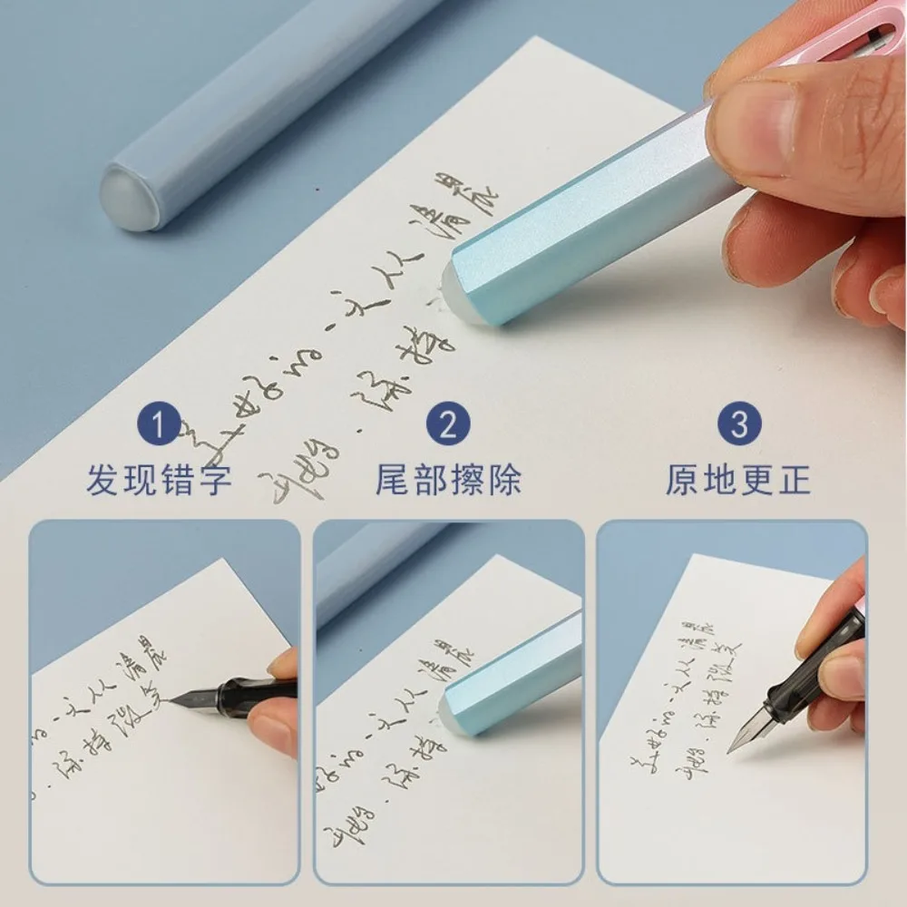 Gradient Color Erasable Fountain Pen 0.5mm Black Blue Erasable Water Pen Student Hook Line Calligraphy Pen Writing Stationery