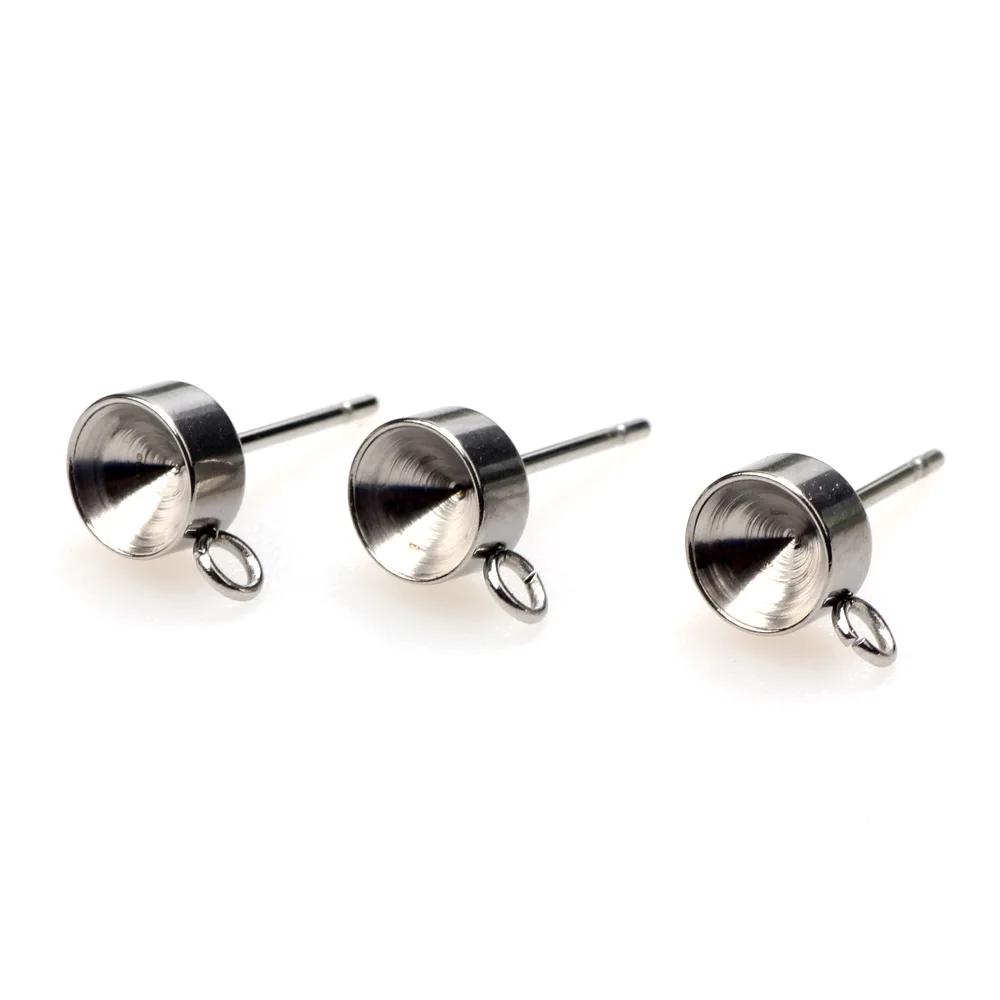 6Pcs/Lot Stainless Steel Earring For 5mm inlay Settings Cabochon Base Bezel Trays Accessories DIY Jewelry Making Findings