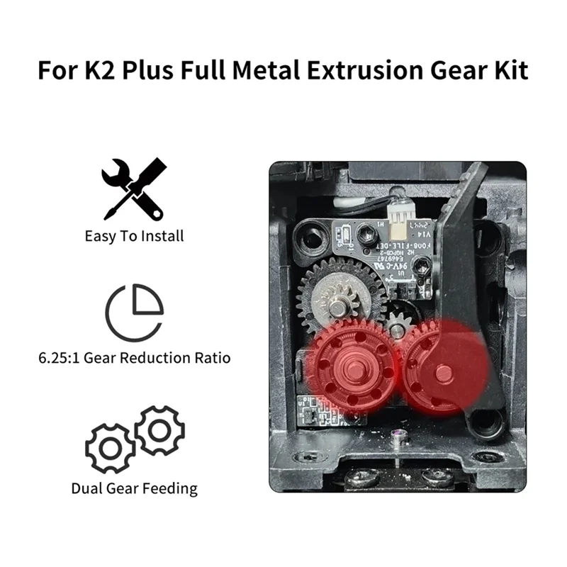 

For Creality K2 Plus Upgraded Extruder Gear Kit Mold Steel Nickel DLC Coated Heat Resistant Material For K2 Plus