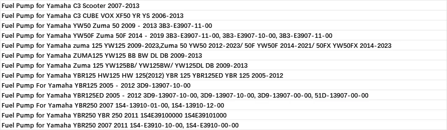 Fuel Pump for Yamaha C3 Cube Vox Giggle XF50 XF 50 XF50YR YS/for yamaha Zuma 50/125 YW50 YW125/ YBR125 HW125/YBR250 2005-2023