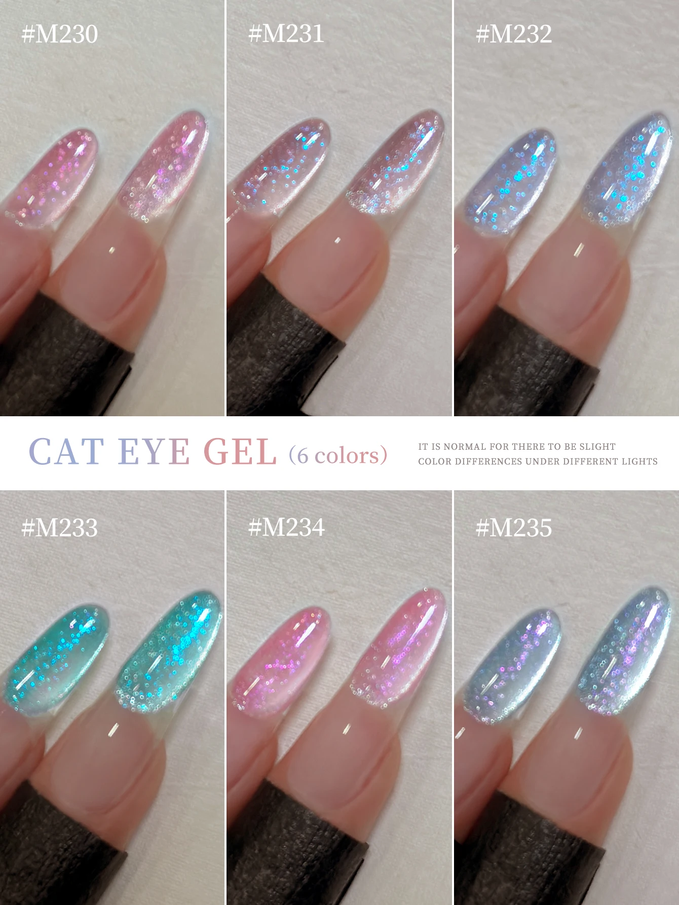 XEIJAYI 6-Color 15ml Colorful Cat Eye Gel Nail Polish Set in Multiple Colors Soak Off UV/LED Cat Eye Gel Nail Polish