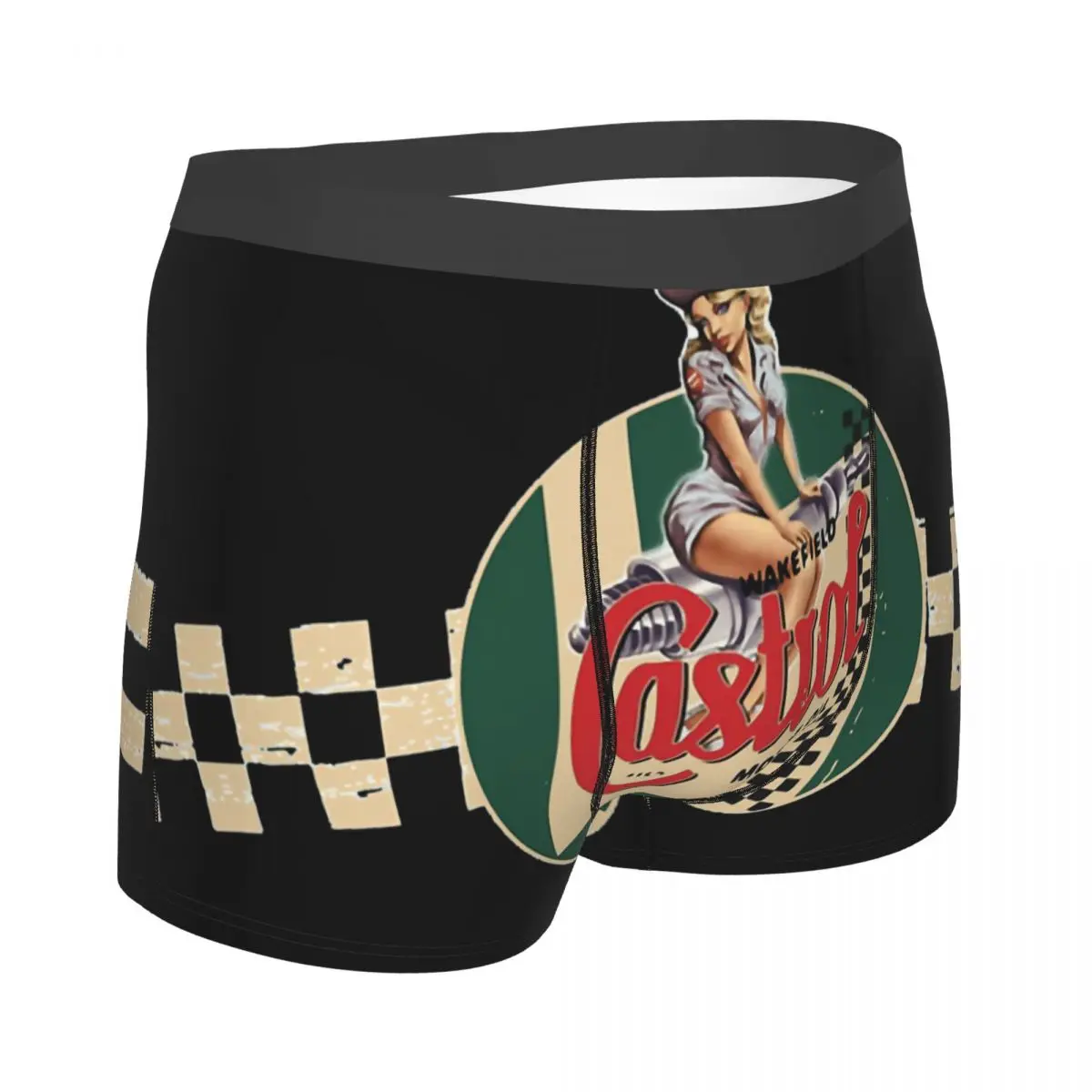 Castrol Vintage Racing Stripe Pin Up Girl Underpants Cotton Panties Man Underwear Comfortable Shorts Boxer Briefs