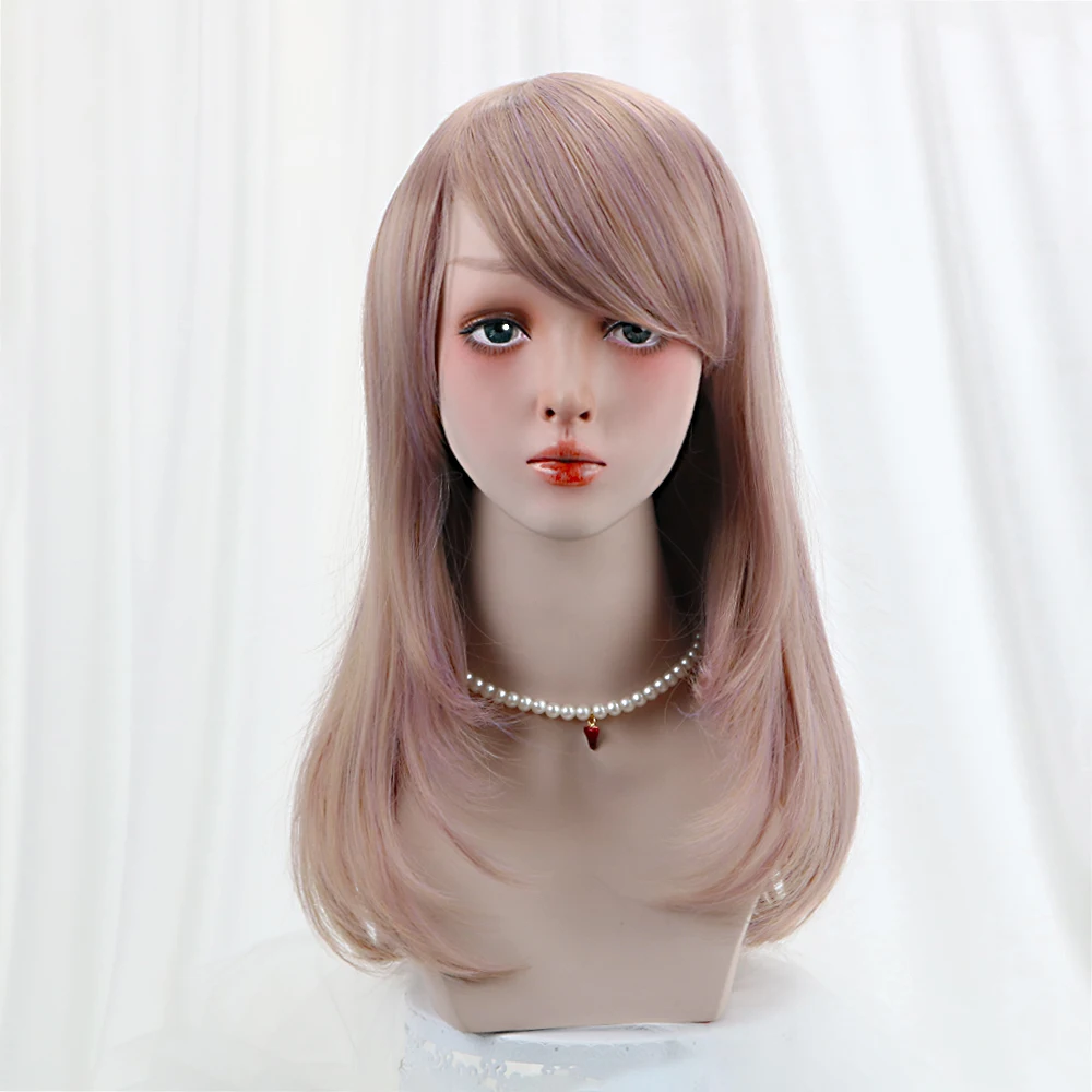 

Pink Wig With Bangs For Women Long Straight Wigs Synthetic For Girls Party Halloween Cosplay Daily Use