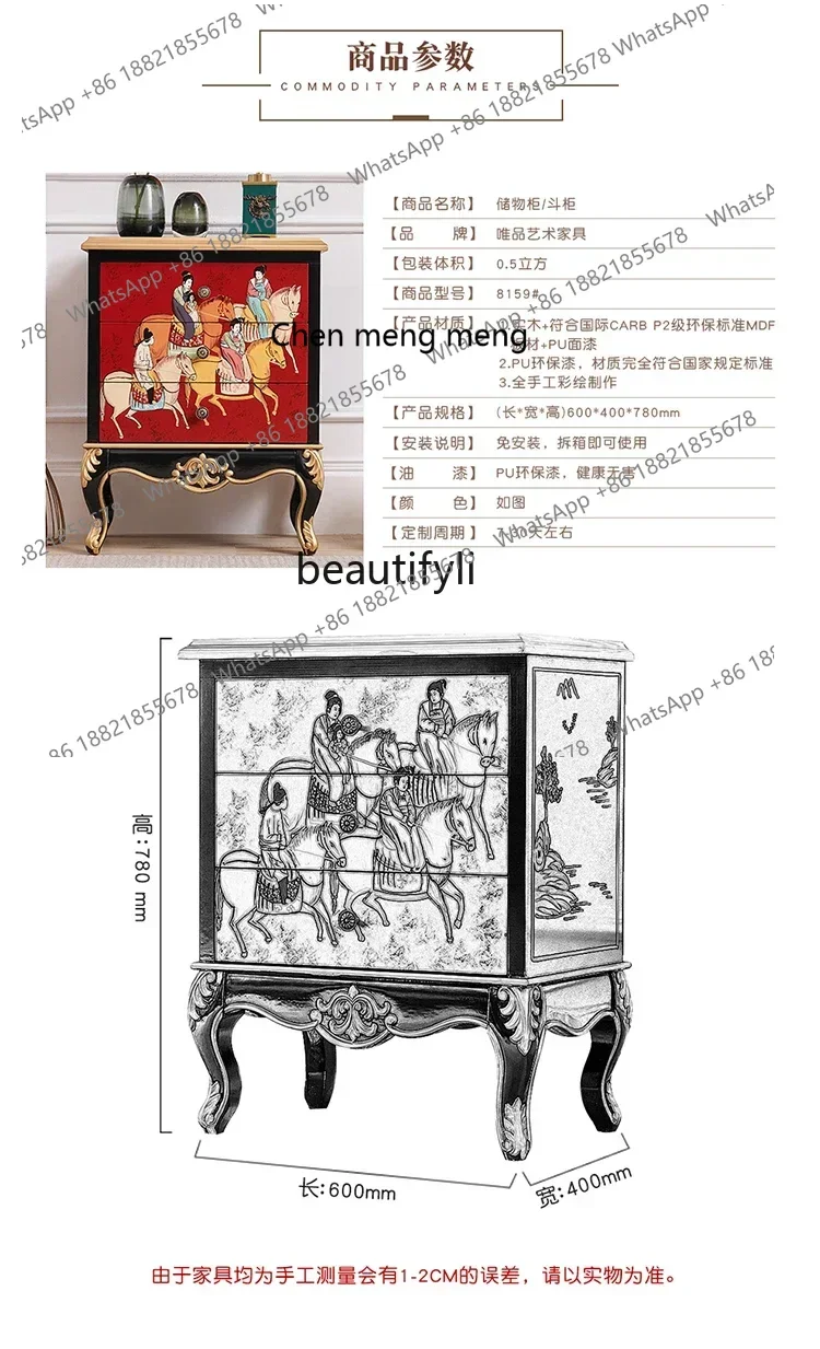 zxS New Chinese Bedroom Painted Solid Wood Three Buckets Bedside Locker Sofa Storage Side Table Corner Table  furniture