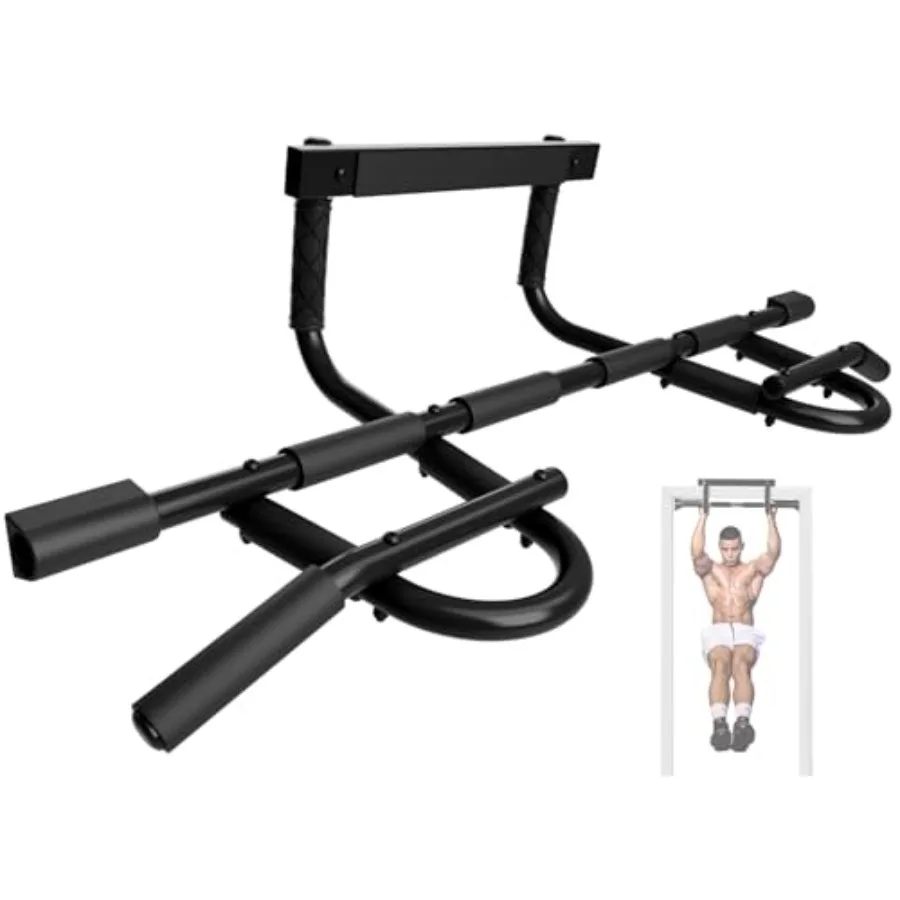 Heavy Duty Wall Mounted Pull Up Bar for Doorway Multi Grip Chin Up Bar in Black Sturdy Strength Training Bars Durable Gym Bar f