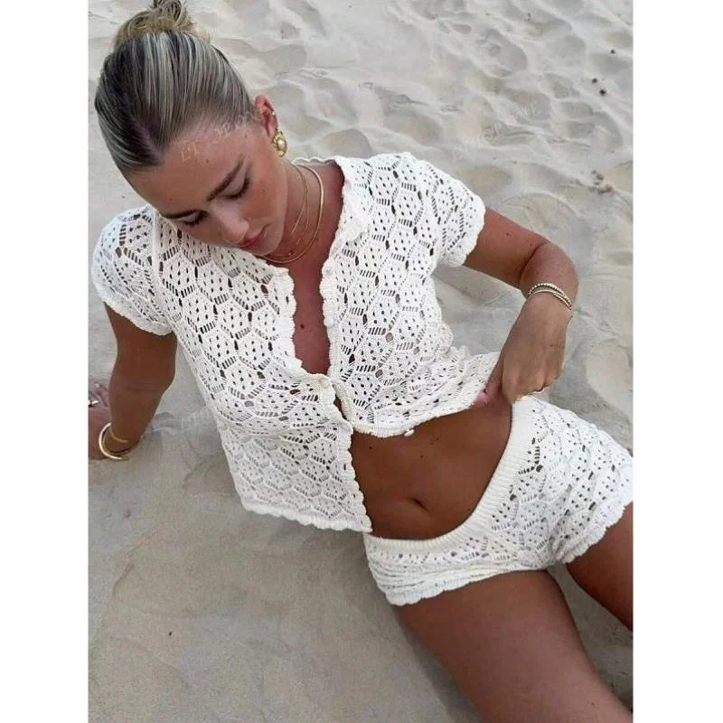 

Women's Sexy Hollow out Knitted Me Pretend Hook Design Summer Top 43252 Sle Ci Walk Inner Wear Collar Coolmax Fiber