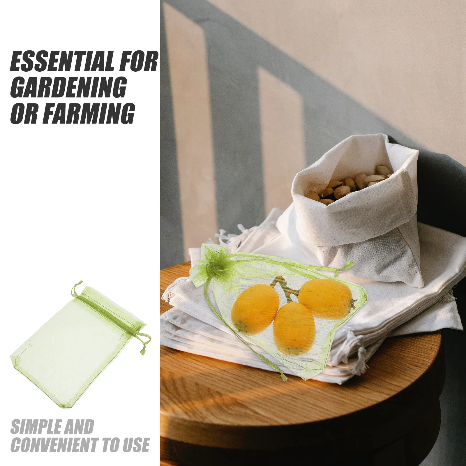 100Pcs Fruit Protection Bags Nylon Mesh Drawstring Bags for Peaches Pears Tomatoes Bananas Oranges Vegetables Garden Farm