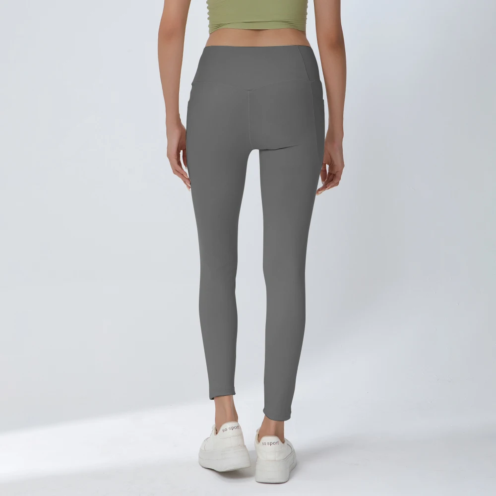Damen-Yogahose mit hoher Taille und Tasche, dehnbar, schnell trocknend, für Fitness, Laufen, Pilates, mehrere Farben