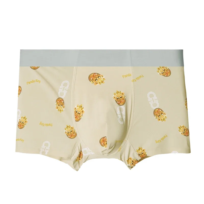 

5pcs Men's ice silk underwear, seamless, breathable, antibacterial, boxer pants, summer thin men's sports short pants, with a sl