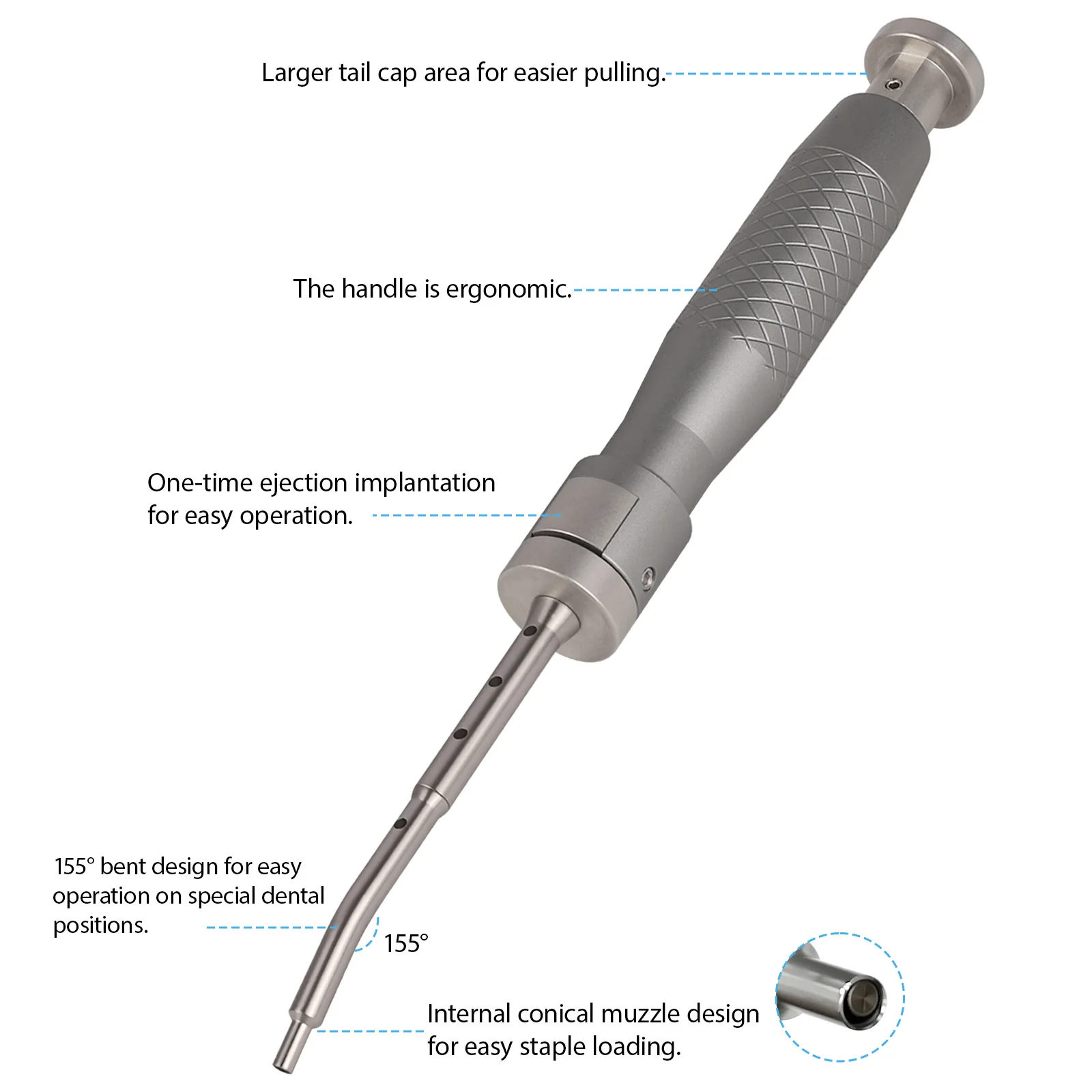 Dental Implant Membrane Tacker Gun, One-Click Automatic Tacker Kit for Fixing Membranes, Includes 60 Titanium Screws Dental Tool