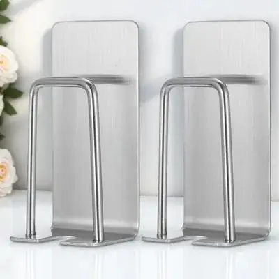 

2 Pcs Stainless Steel Cup Holder Toothbrush Wall Bracket Sticky Mount for 304 Adhesive Mounted