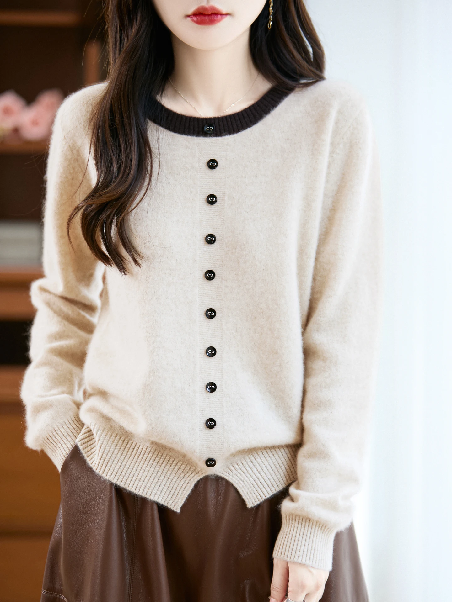 

New Fashion Woman 100% Merino Wool Sweater Autumn Winter Knitwear Elegant Ladies Pullover Cashmere Long Sleeve Clothing Tops
