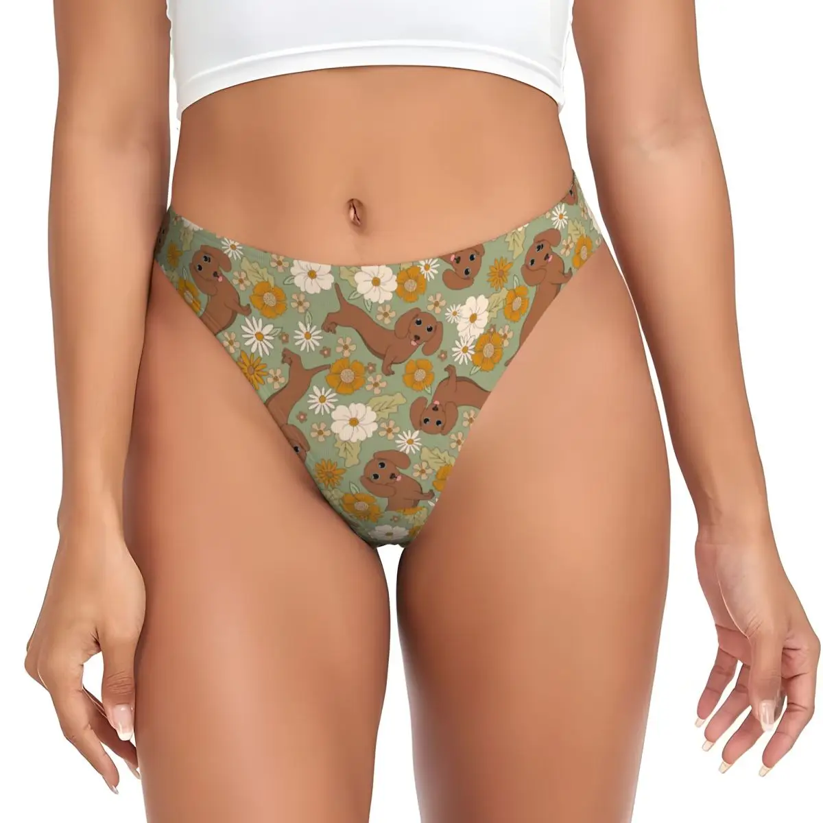 Culotte G-String Teckel Coloré pour Femme, Sous-Vêtements Femme, Doux, Blaireau, Saucisse, Chiot