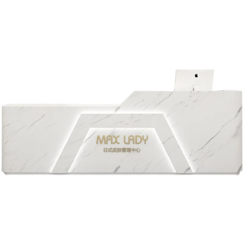 custom.White Marble and Modern Reception Desk Checkout Counter Salon Member Center Front Desk Reception