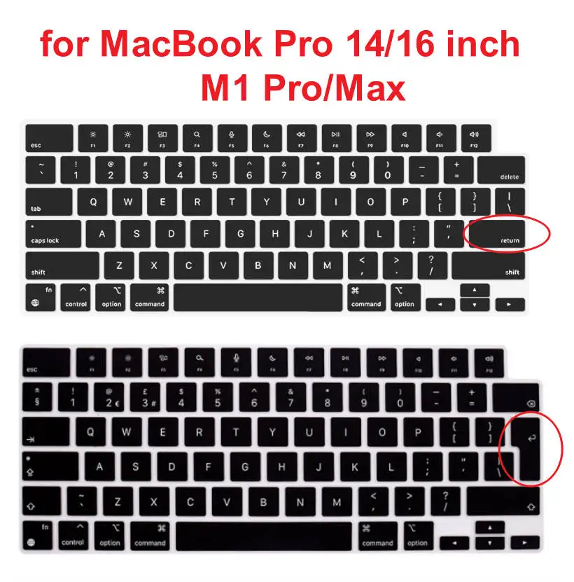 

English for MacBook Pro 14 inch 2021 2022 A2442 M1 Pro/Max & MacBook Pro 16 inch A2445 Waterproof Keyboard cover Silicone Skin