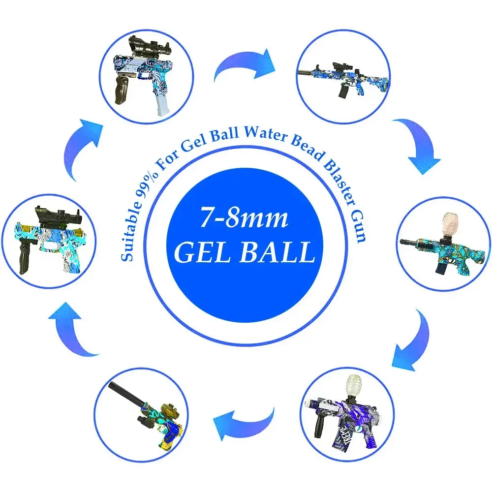 Bolas de Gel para pistola de bolas de 7-8mm, 50000 piezas, recarga de munición, bolas de Gel no tóxicas para salpicaduras, juguete para niños que crece el agua