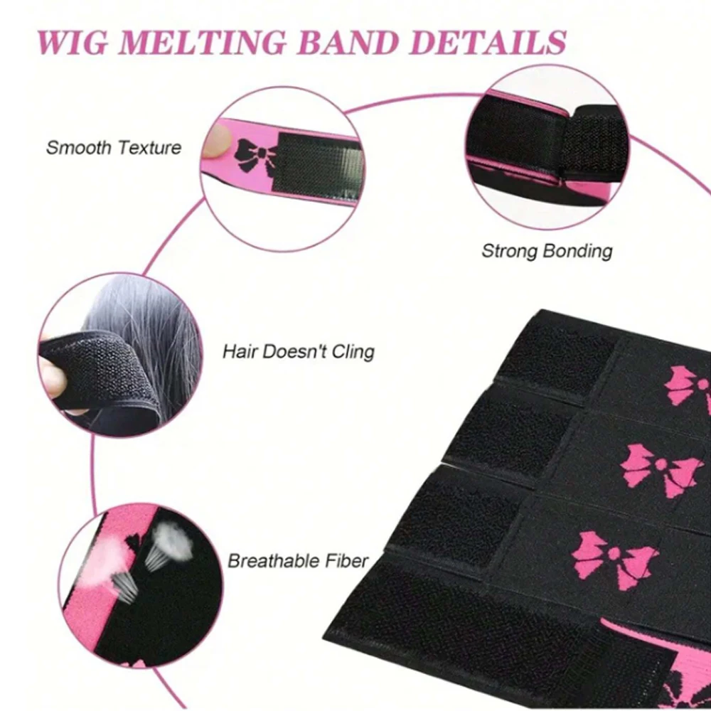 Elastic Bands Set, Wigs and Lace Frontals with Rat Tail Comb,Edge Brush,Melting Band for Laying Edges and Keeping in Place image 3