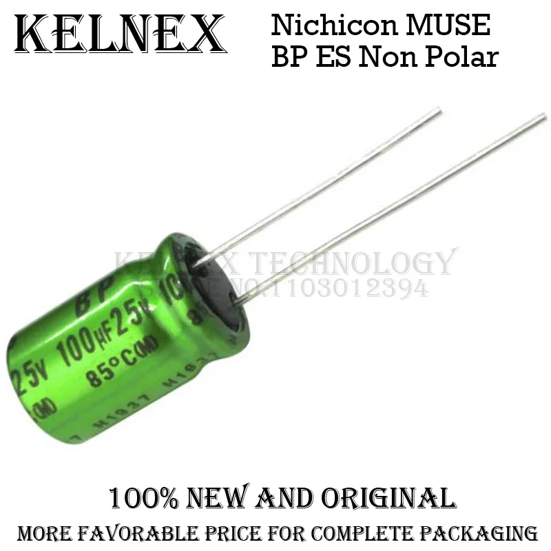 Imagem -02 - Nichicon Muse-capacitor de Áudio Hifi Bipolar bp es Não Polar Nonpolar Pés de Cobre 4.7uf 10uf 22uf 47uf 100uf 16v 25v 50v 10 Peças por Lote