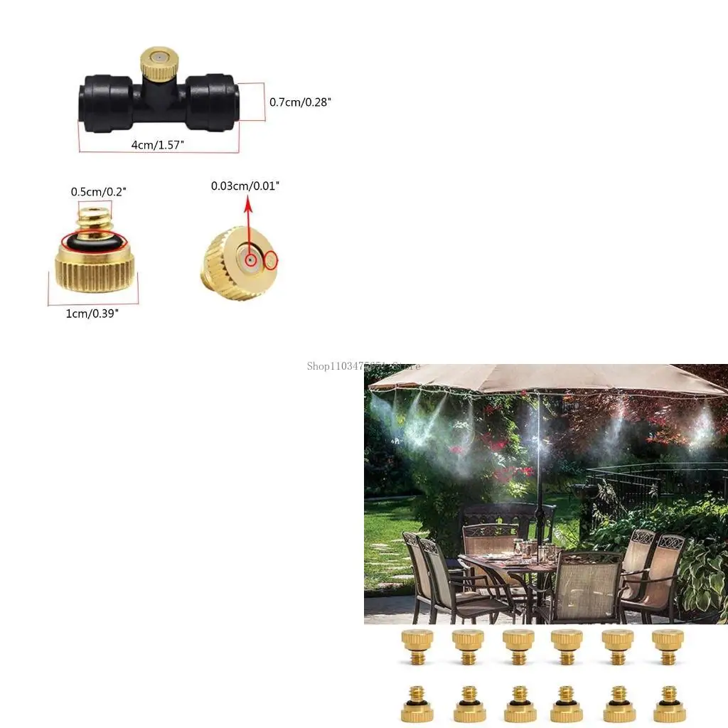 6x Cooling System Low Pressure Misting Nozzle Outdoor Anti-drip Fogging