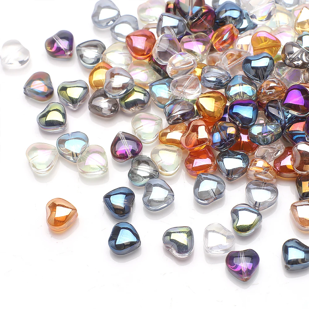 50 Stück 8 mm Kristallglasperlen, Liebesherzform, gerades Loch für Schmuck, DIY, Basteln, Ohrringe, handgefertigtes Diy-Zubehör
