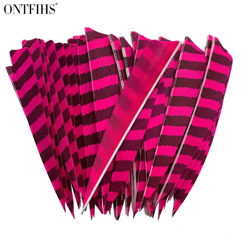 24 Pcs ONTFIHS 4Inch Fletching Arrow Striped Shield Cut Turkey Feather Archery DIY Hunting Accessories