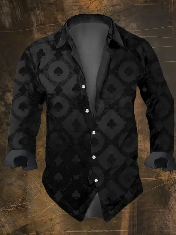 Men's Vintage Dark Skull Print Long Sleeve Shirt - Skull Faith  Print,Regular Fit,, Lapel Collar, Polyester Blend,All-Season Wear -  AliExpress 200000343