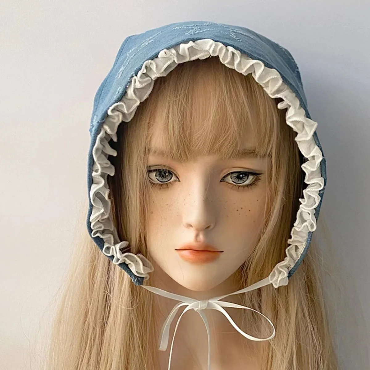 Korean girl's star triangle scarf, lace denim cloth headscarf, headband, sweet scarf, headscarf, and headdress for girls