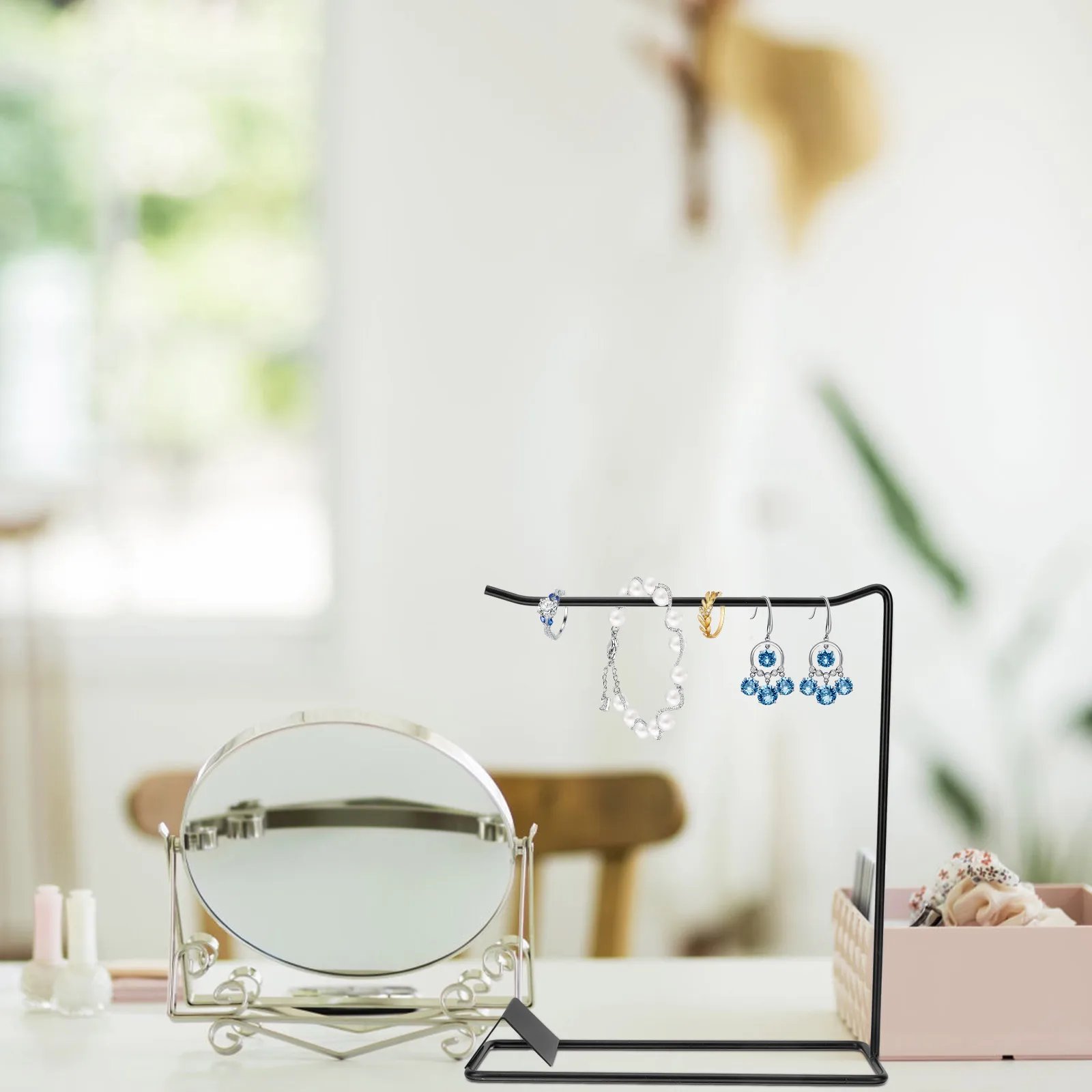 

Creative Earrings Display Rack Simple Shaped Metal Earring Holder Necklace Rack Jewelry Organizer Sturdy Iron Stand For Storage