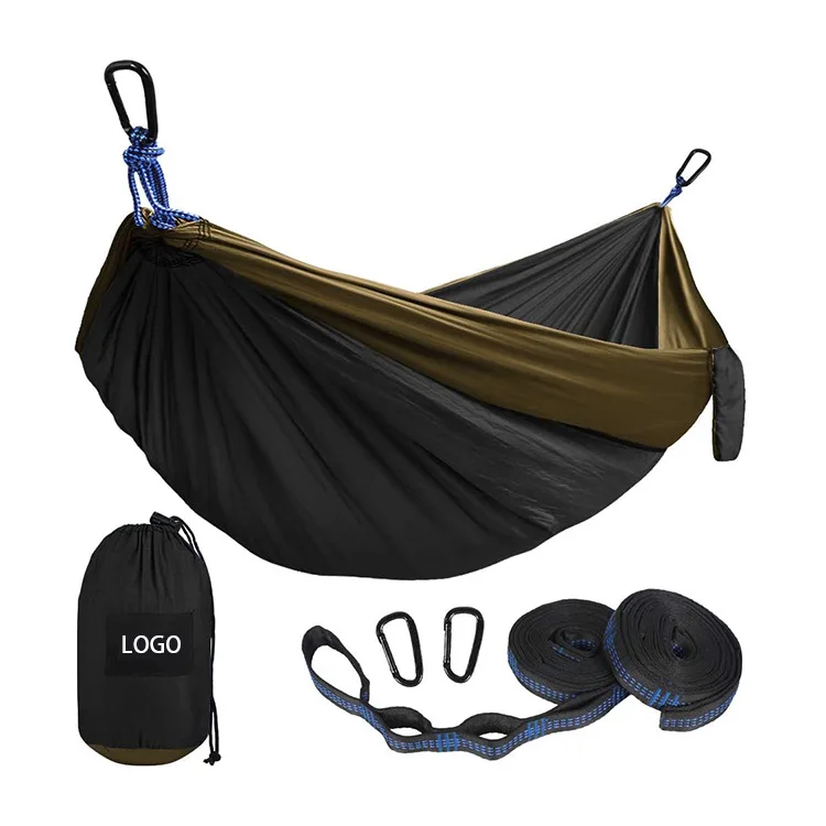 

Portable Outdoor Camping Swing Hammock Single Double Use Made Polyester Nylon Canvas Carrying Bag Tree Straps Travel Hiking