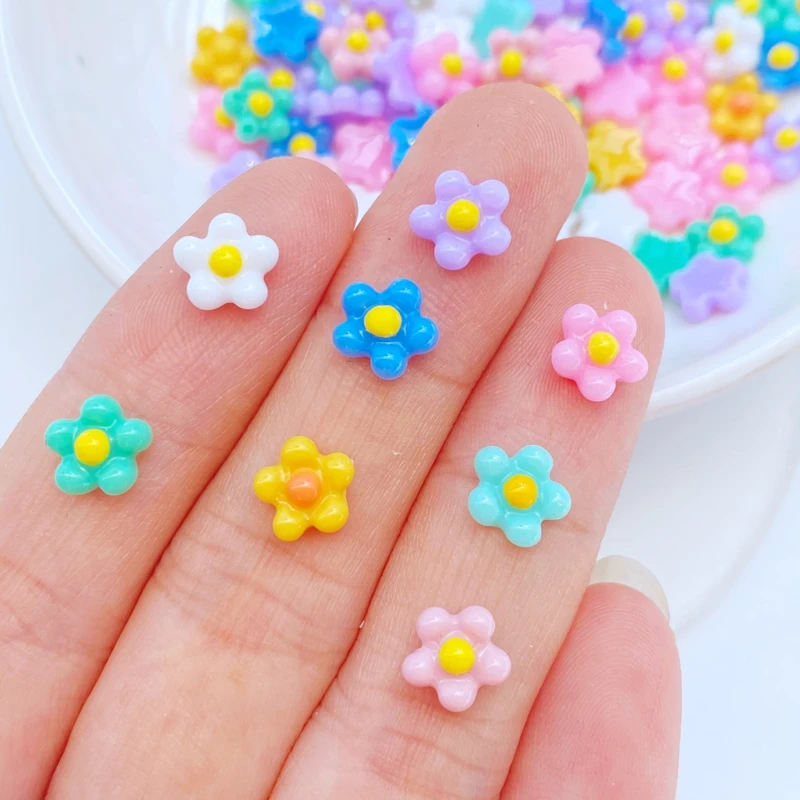 100Pcs New Cute Mini Flower Series Resin Flatback Cabochon Scrapbook Kawaii Embellishments Accessories