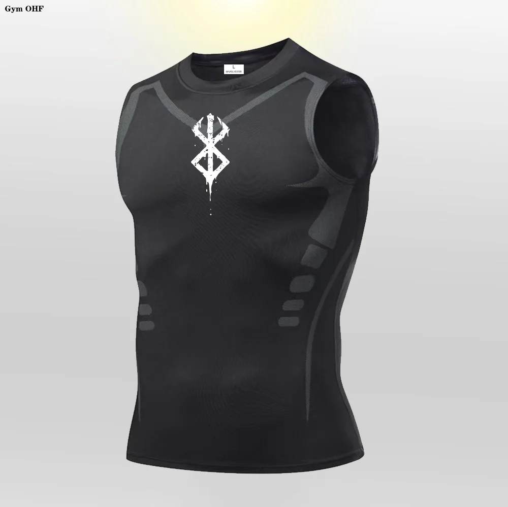 Anime Compression Shirt Men Gym Tank Top Muscle Fitness Clothing Sport Sleeveless T Shirt Elastic Bodybuilding Running Vest