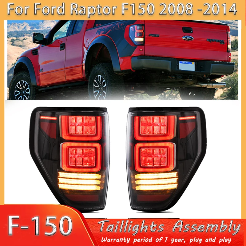 

For 2008 2009-2014 Ford F150 F-150 SVT Raptor Pickup Rear Tail Light Brake Lamps Elegant Black Frame Smoked Car Accessories